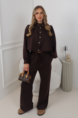 SOPHIA CHOCOLATE PUFF JACKET AND TROUSER TRACKSUIT