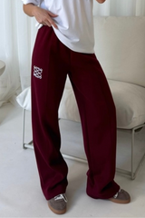 GeGe embroidered burgundy straight leg jogger