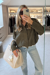 Sally Khaki faux suede jacket