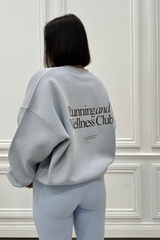 RUNNING & WELLNESS BABY BLUE PRINTED SWEATER