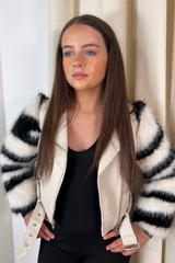 Mini Lila white faux fur leather jacket