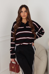 CARTER BLACK STRIPED SWEAT SHIRT