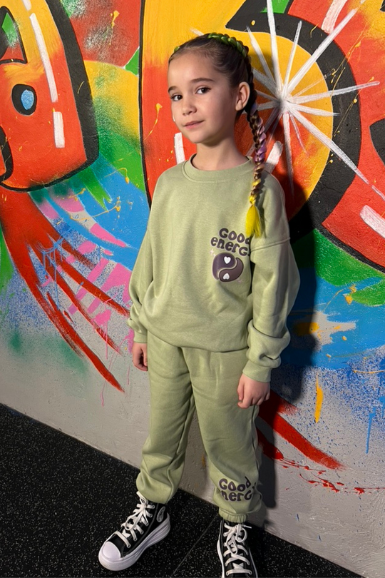 Mini sage good energy printed sweater jogger loungewear