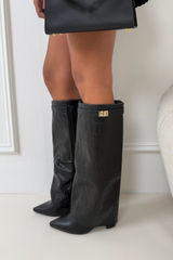 Maria black faux leather boots