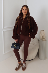 GENEVIEVE CHOCOLATE GOLD ZIP WOOLY FLEECE