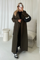 Mollie khaki long khaki trench coat