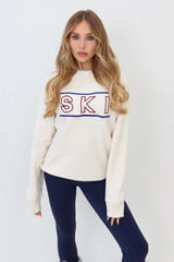 Ski ecru embroidered sweater and legging set