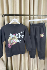 Mini steel grey to the moon printed sweater jogger loungewear