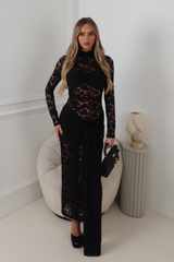 PRIYA BLACK LACE HIGH NECK MAXI DRESS