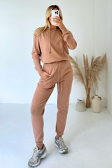 Tegan Beige Knit Hoodie And Leggings Loungewear Loungewear Cash N Carry