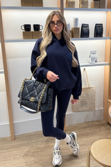 G MONOGRAM NAVY EMBROIDERED HOODIE