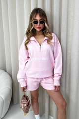 Palm beach baby pink 3/4 zip sweater and shorts