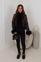 LEMARA CHOCOLATE FUAX LEATHER JACKET