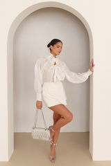 Kylie white tie neck chiffon blouse