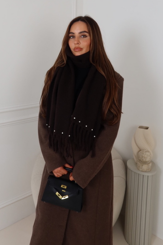 MAGDA CHOCOLATE SEQUIN STUDDED SCARF