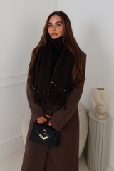MAGDA CHOCOLATE SEQUIN STUDDED SCARF