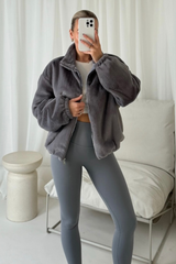 Ruby grey faux fur bomber jacket ultimate legging set
