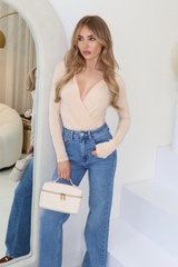 Tess cream wrap front bodysuit