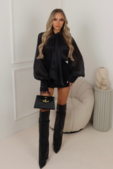Stella black balloon sleeve blouse