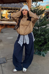 LOUIS CAMEL FAUX SUEDE BOMBER JACKET