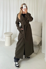 Mollie khaki long khaki trench coat