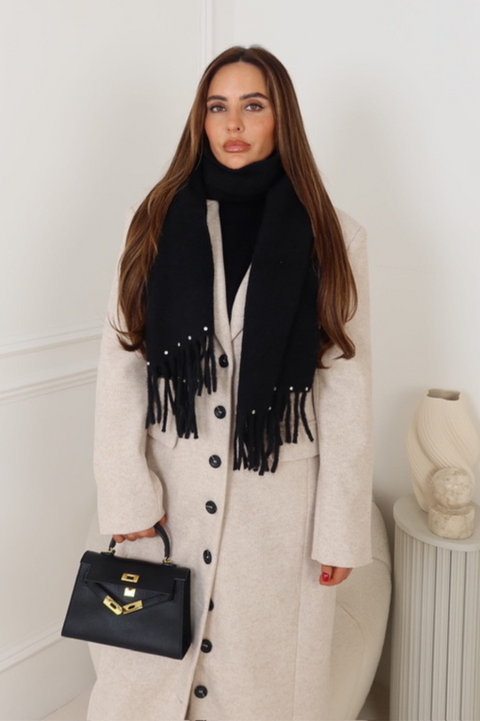 MAGDA BLACK SEQUIN STUDDED SCARF