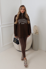 AYLA SOHO PRINTED CHOCOLATE 3/4 ZIP JUMPER