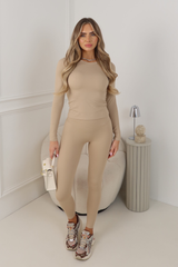 NADINE BEIGE LONG SLEEVE LEGGINGS SET