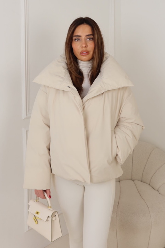 DOVA CREAM CROPPED PUFFER JACKET
