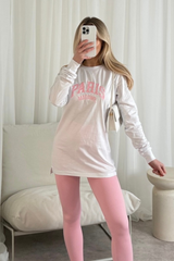 Paris baby pink embroidered long sleeve t-shirt and leggings