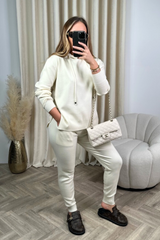 Tegan cream knit hoodie and leggings loungewear