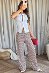 Dhalia white ribbed button up vest