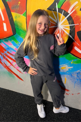 Mini steel grey little planet printed sweater jogger loungewear