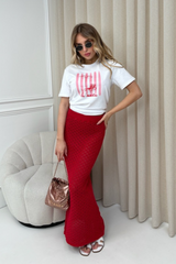 La siesta pink printed white t-shirt