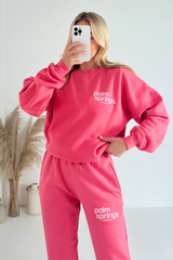 Palm Springs pink lemonade printed sweater joggers premium loungewear