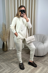 Tegan cream knit hoodie and leggings loungewear