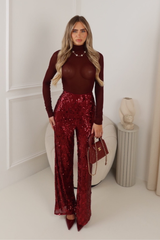 PAITYN BURGUNDY SEQUIN TROUSERS