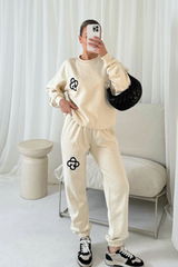 G monogram ecru embroidered sweater joggers loungewear