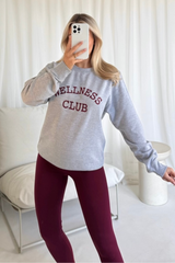 Wellness club marl grey embroidered sweater