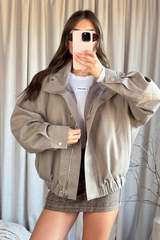 Hannah taupe tailored bomber jacket