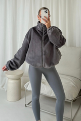 Ruby grey faux fur bomber jacket ultimate legging set