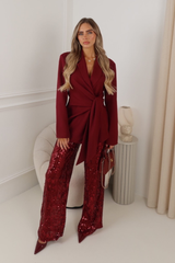 PAITYN BURGUNDY SEQUIN TROUSERS