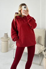 Kendall burgundy hoodie and ribbed legging set
