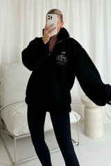 Studio leisure black embroidered 3/4 zip fleece