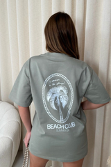 Beach club sage printed heavyweight oversized t-shirt