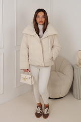 DOVA CREAM CROPPED PUFFER JACKET