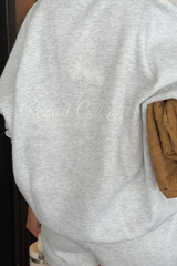 Palm light marl printed 3/4 zip sweater - Resort Collective