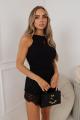 Lobster black embroidered ribbed vest