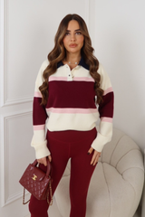 ROSY CREAM STRIPED COLLARED JUMPER