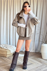 Hannah taupe tailored bomber jacket